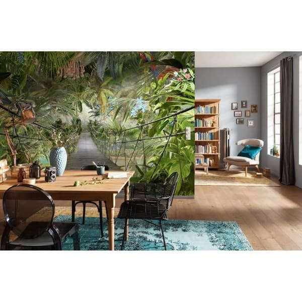Fototapet 368x254 CM Tema: Bridge in the Jungle 8 delar att be om att komponera din fotodekor. Lim ingår. Fabrica