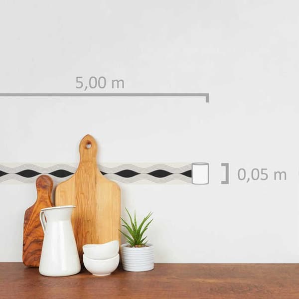 Väggkant - Stick Ups - 5,00 m x 0,05 m - Grå - Vanlig - Interiör