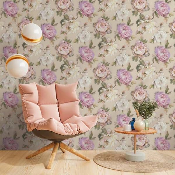Papper väggbeklädnad intissé 396081 Lila Ros Blommor Floral PintWalls II A.S. Creation