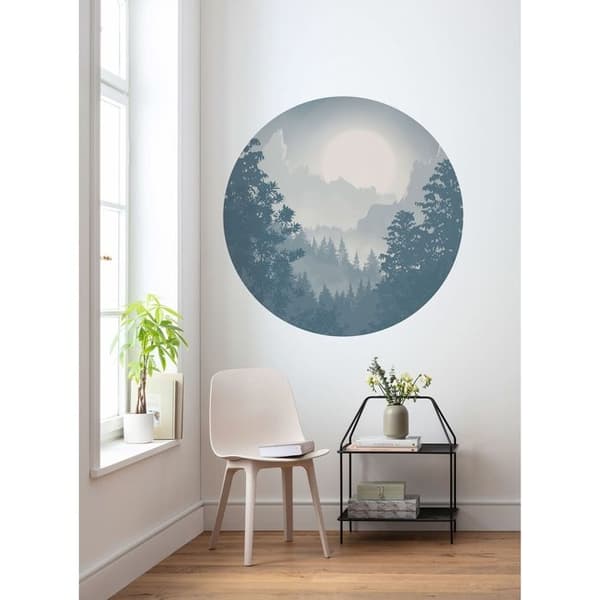 panorama rund självhäftande tapet dalblå grå - Ø 125 cm - 611773