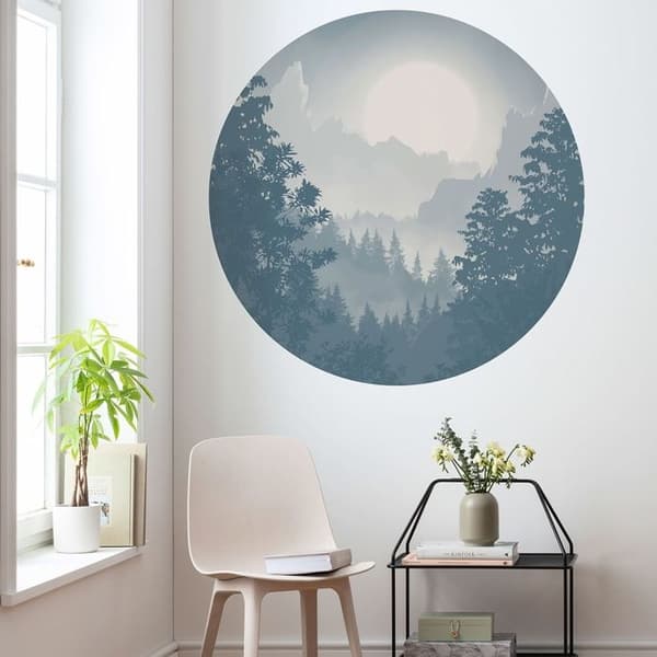 panorama rund självhäftande tapet dalblå grå - Ø 125 cm - 611773
