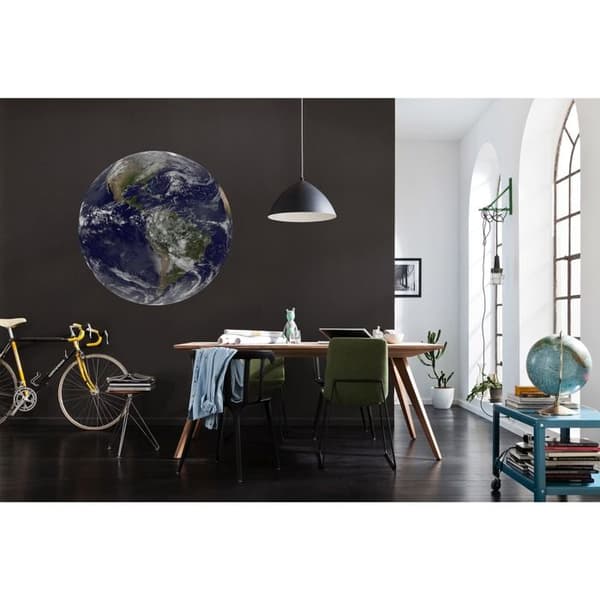rund panoramatapet Jordblå - Ø 125 cm - 611759