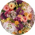 Miniatyrbild 3 av 5: rund panorama självhäftande tapet flerfärgade blommor - Ø 125 cm - 611806