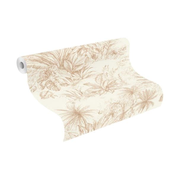 Non-woven tapeter - vit - brun - träd / löv - mönstrade tapeter - 691214 - Rhapsody - Rasch