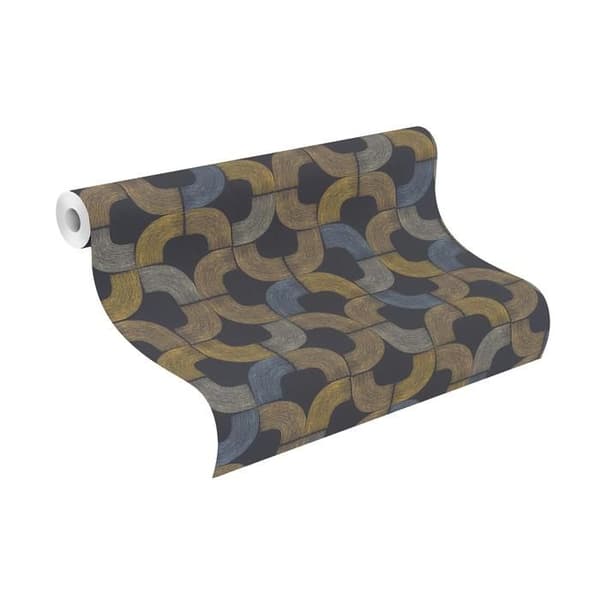 Rasch 477313 Non-woven tapet Botanisk 10.05 x 0.53 m Svart Guld Blå