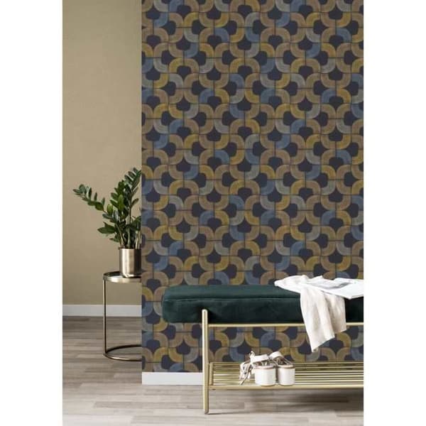 Rasch 477313 Non-woven tapet Botanisk 10.05 x 0.53 m Svart Guld Blå