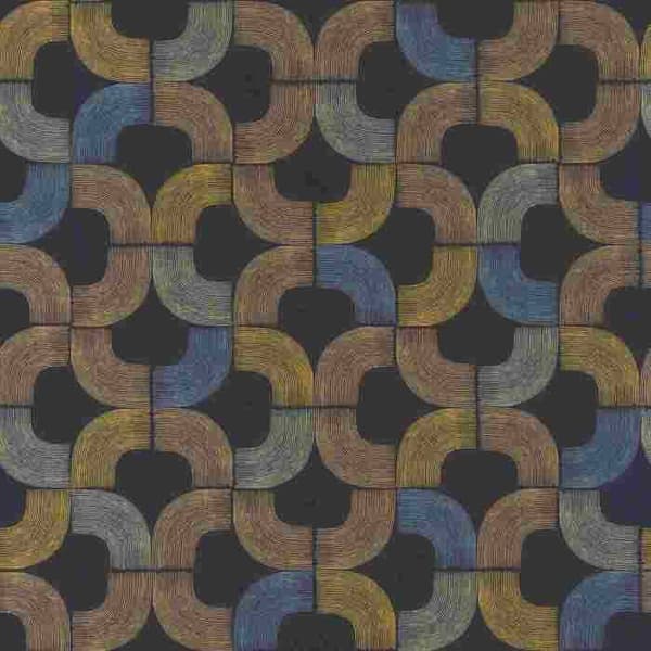 Rasch 477313 Non-woven tapet Botanisk 10.05 x 0.53 m Svart Guld Blå