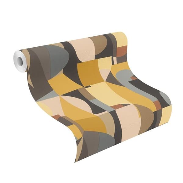 Non-woven tapet - svart - brun - retro / vintage - mönstrade tapeter - 687705 - Tropical House - Rasch