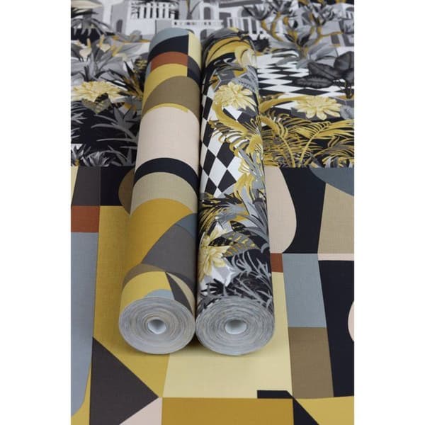 Non-woven tapet - svart - brun - retro / vintage - mönstrade tapeter - 687705 - Tropical House - Rasch