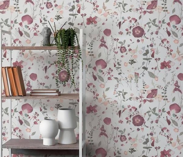 Vävt tapet 397461 Vit Lila Blommor Floral PintWalls II A.S. Creation