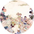 Miniatyrbild 3 av 5: konstnärlig rund panorama självhäftande tapet sand, blå och grön färg - Ø 125 cm - 611789