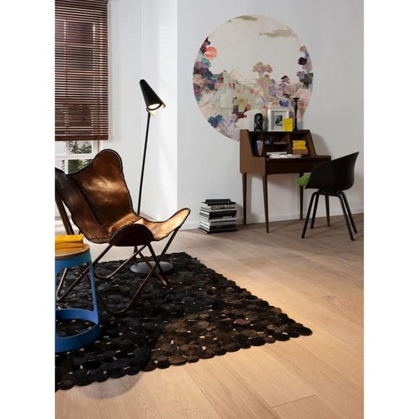 konstnärlig rund panorama självhäftande tapet sand, blå och grön färg - Ø 125 cm - 611789