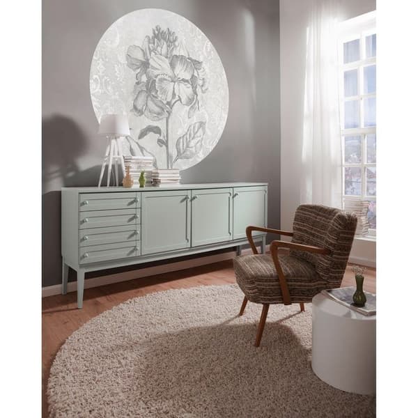 panorama rund självhäftande tapet barock skönhetsgrå - Ø 125 cm - 611733