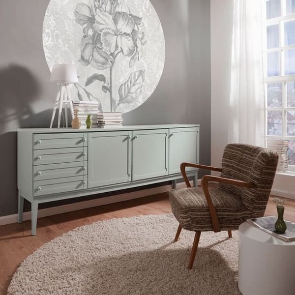 panorama rund självhäftande tapet barock skönhetsgrå - Ø 125 cm - 611733