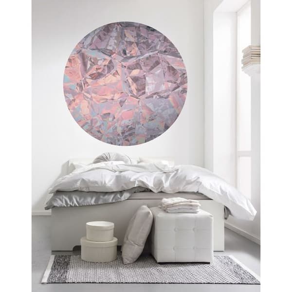 rund panoramatapet självhäftande kristaller rosa och lila lila - Ø 125 cm - 611726