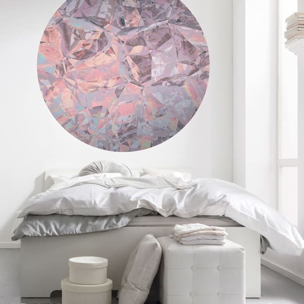 rund panoramatapet självhäftande kristaller rosa och lila lila - Ø 125 cm - 611726