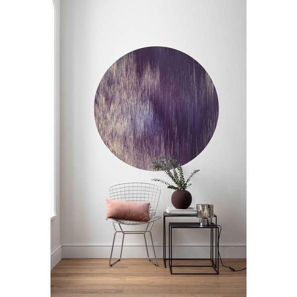 lila konstnärlig självhäftande rund panoramatapet - Ø 125 cm - 611757