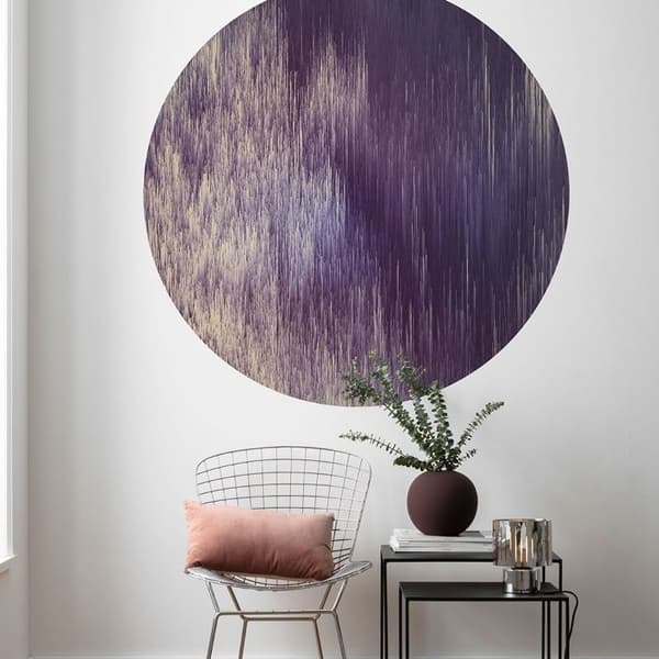 lila konstnärlig självhäftande rund panoramatapet - Ø 125 cm - 611757