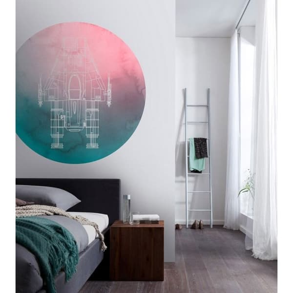 rund panorama självhäftande tapet Star Wars rosa och blågrön - Ø 128 cm - 612025