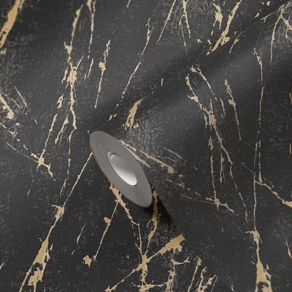 Non-woven tapeter - svart - stenimitation - Mönstrade tapeter - Elements II - A.S