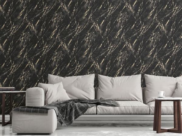 Non-woven tapeter - svart - stenimitation - Mönstrade tapeter - Elements II - A.S