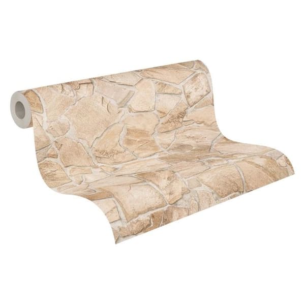 Non-woven tapeter - beige - stenimitation - Mönstrade tapeter - Elements II - A.S Création