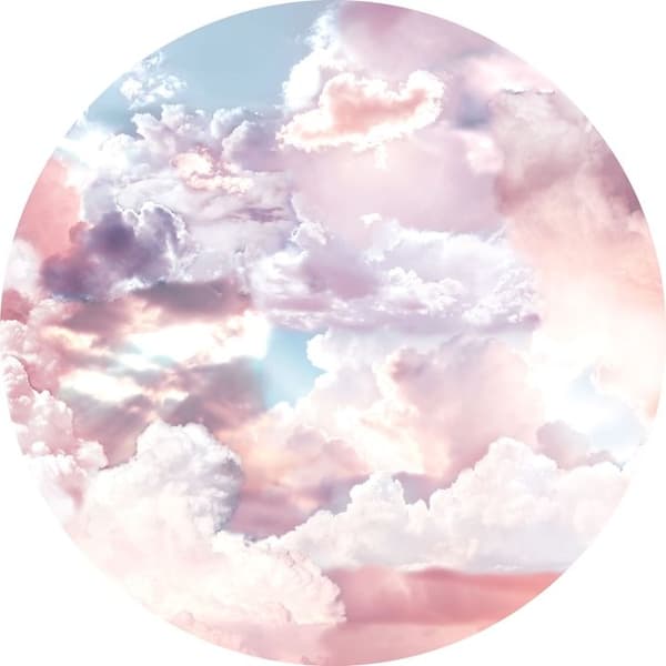 panorama rund självhäftande tapet rosa, lila och ljusblå himmel - Ø 125 cm - 611727