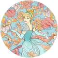 Miniatyrbild 1 av 3: rund panoramatapet Cinderella flerfärgad - Ø 125 cm - 611718