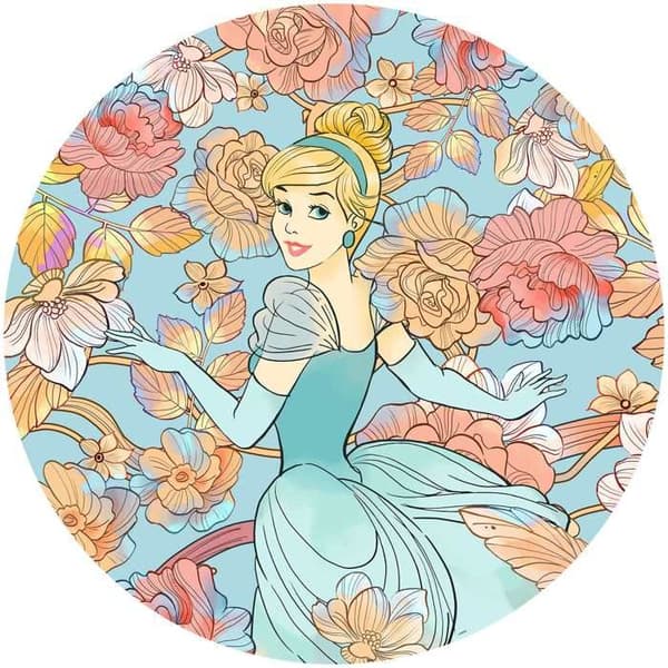 rund panoramatapet Cinderella flerfärgad - Ø 125 cm - 611718