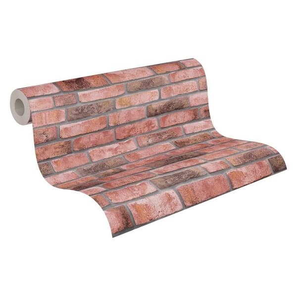 Non-woven tapeter - röd - stenimitation - Mönstrade tapeter - Elements II - A.S