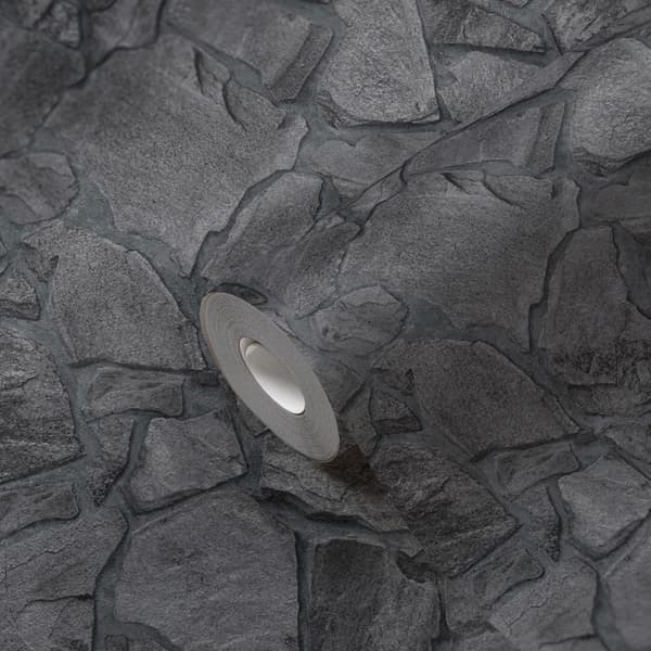 Non-woven tapeter - svart - stenimitation - Mönstrade tapeter - Elements II - A.S