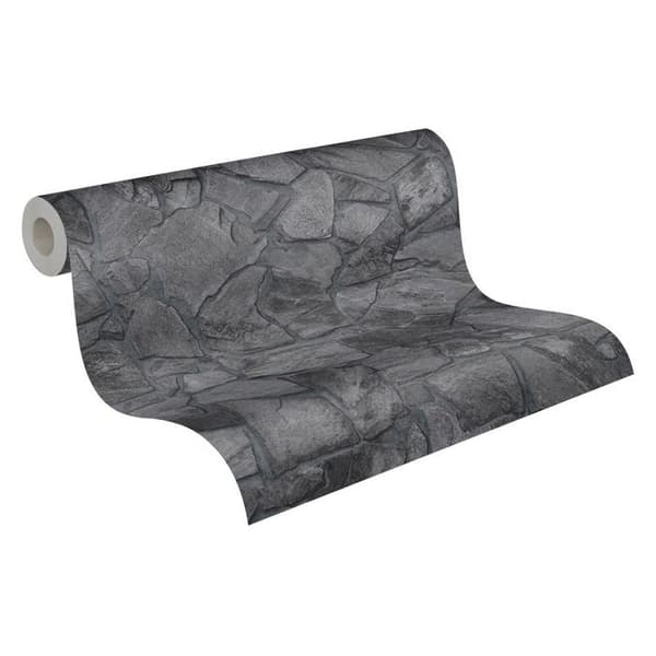 Non-woven tapeter - svart - stenimitation - Mönstrade tapeter - Elements II - A.S