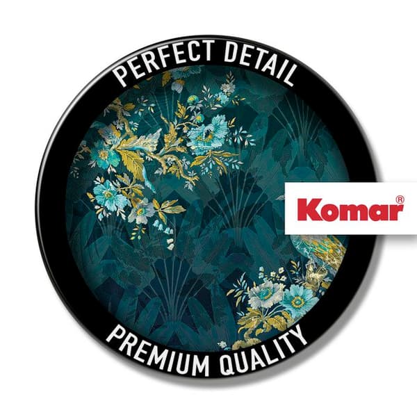 Orientalisk blå självhäftande rund panoramatapet - Ø 125 cm - 611787