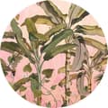 Miniatyrbild 3 av 6: panorama rund självhäftande botanisk tapet rosa och grön - Ø 125 cm - 611769