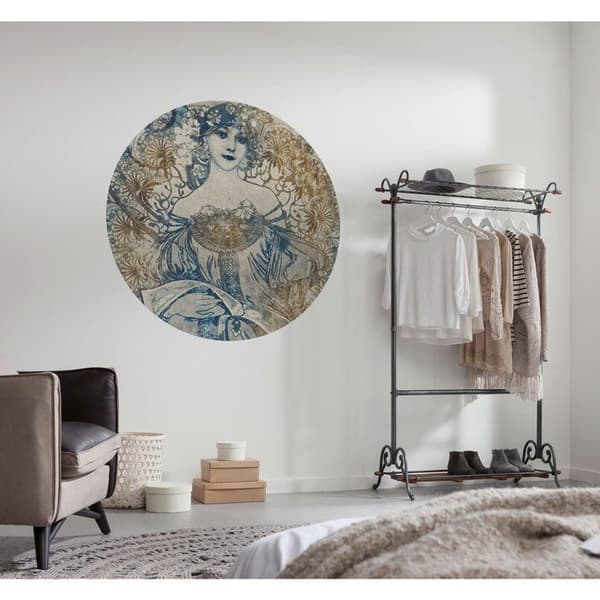 rund panorama självhäftande tapet gudinna beige och blå - Ø 125 cm - 611776