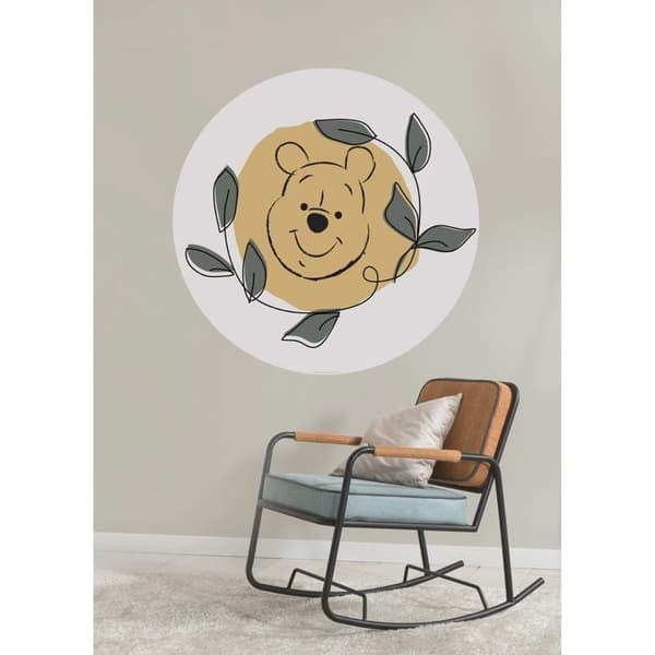 självhäftande rund panoramatapet Nalle Puh gul och grön - Ø 128 cm - 612036