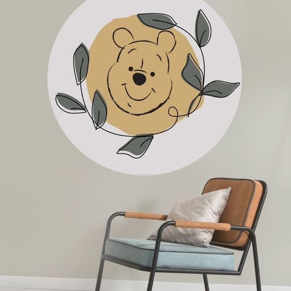 självhäftande rund panoramatapet Nalle Puh gul och grön - Ø 128 cm - 612036