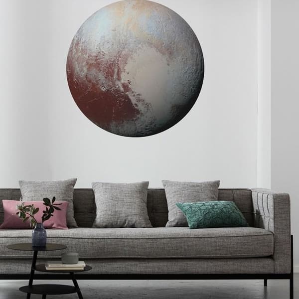 rund panorama självhäftande tapet Flerfärgade planeter - Ø 125 cm - 611764