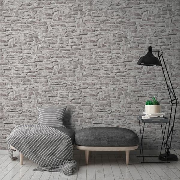 Non-woven tapeter - grå - stenimitation - Mönstrade tapeter - Elements II - A.S Création