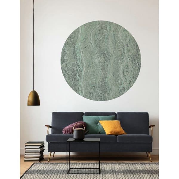 rund panorama självhäftande tapet grön marmor - Ø 125 cm - 611725