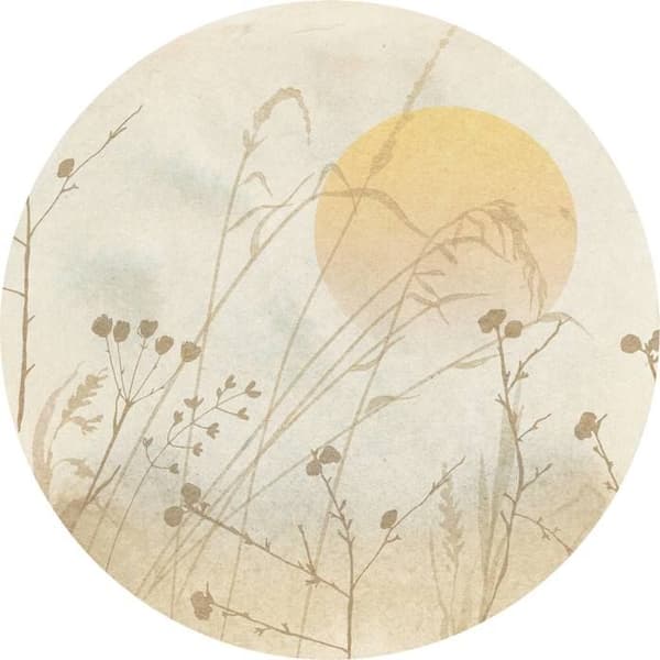 panorama rund självhäftande tapet landskap sandbeige - Ø 125 cm - 612354