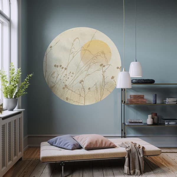 panorama rund självhäftande tapet landskap sandbeige - Ø 125 cm - 612354