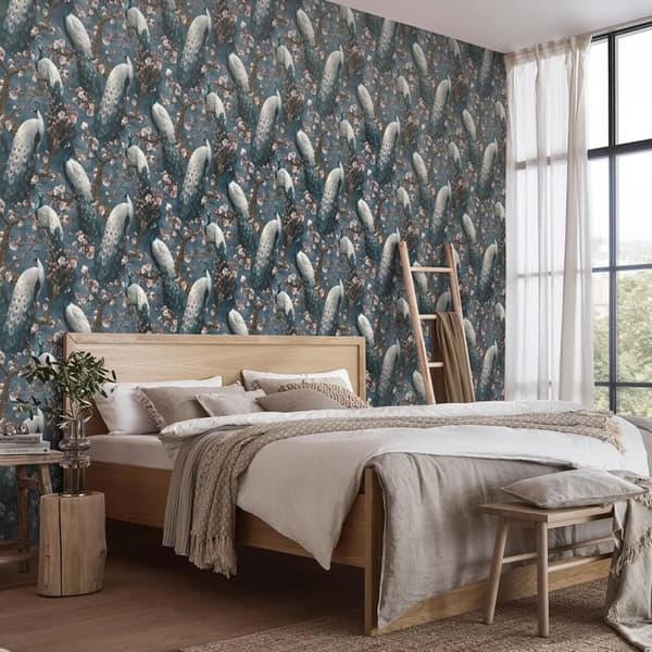 Non-woven tapet 10414-08 tapet med blommor floral 0,53 x 10,05 m Erismann Play of light blå