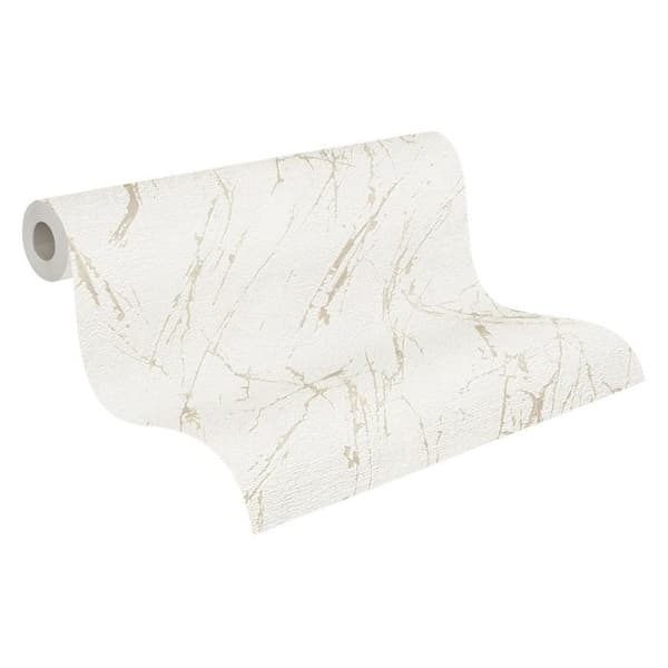 Non-woven tapeter - vit - stenimitation - Mönstrade tapeter - Elements II - A.S Création