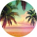 Miniatyrbild 3 av 5: rund panoramatapet strandgrön, rosa och turkos - Ø 125 cm - 611792