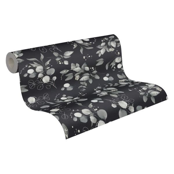 Non-woven tapeter - svart - blommor / blommig - Mönstrade tapeter - Pure Elegance - A.S