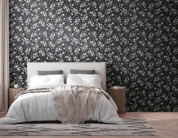 Non-woven tapeter - svart - blommor / blommig - Mönstrade tapeter - Pure Elegance - A.S