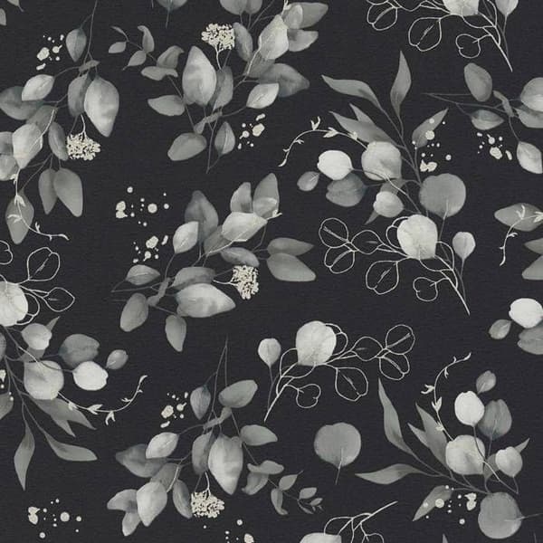 Non-woven tapeter - svart - blommor / blommig - Mönstrade tapeter - Pure Elegance - A.S