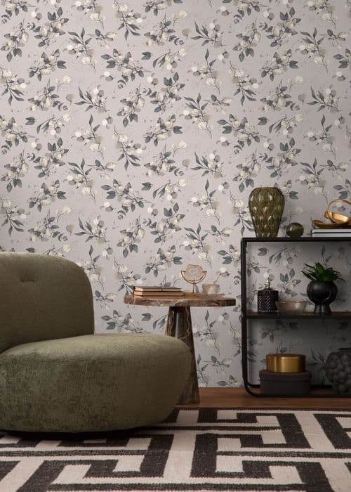 Non-woven tapet - beige - blommor / blommig - Mönstrade tapeter - Pure Elegance - A.S