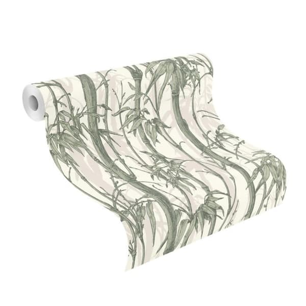 Rasch non-woven tapet Grön botanisk vit 10,05 m x 0,53 m Florentine III 484847